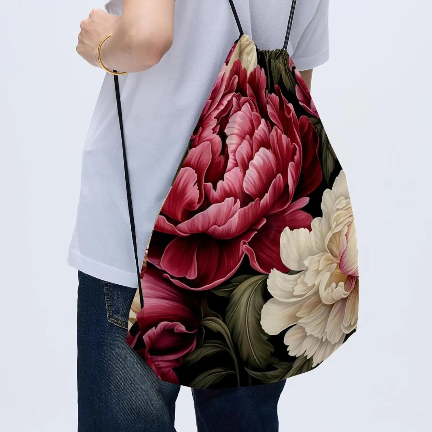 2 Pcs Bear Drawstring Backpack String Bag Sports Sack pack Gym Sack Side Pocket for Men Women