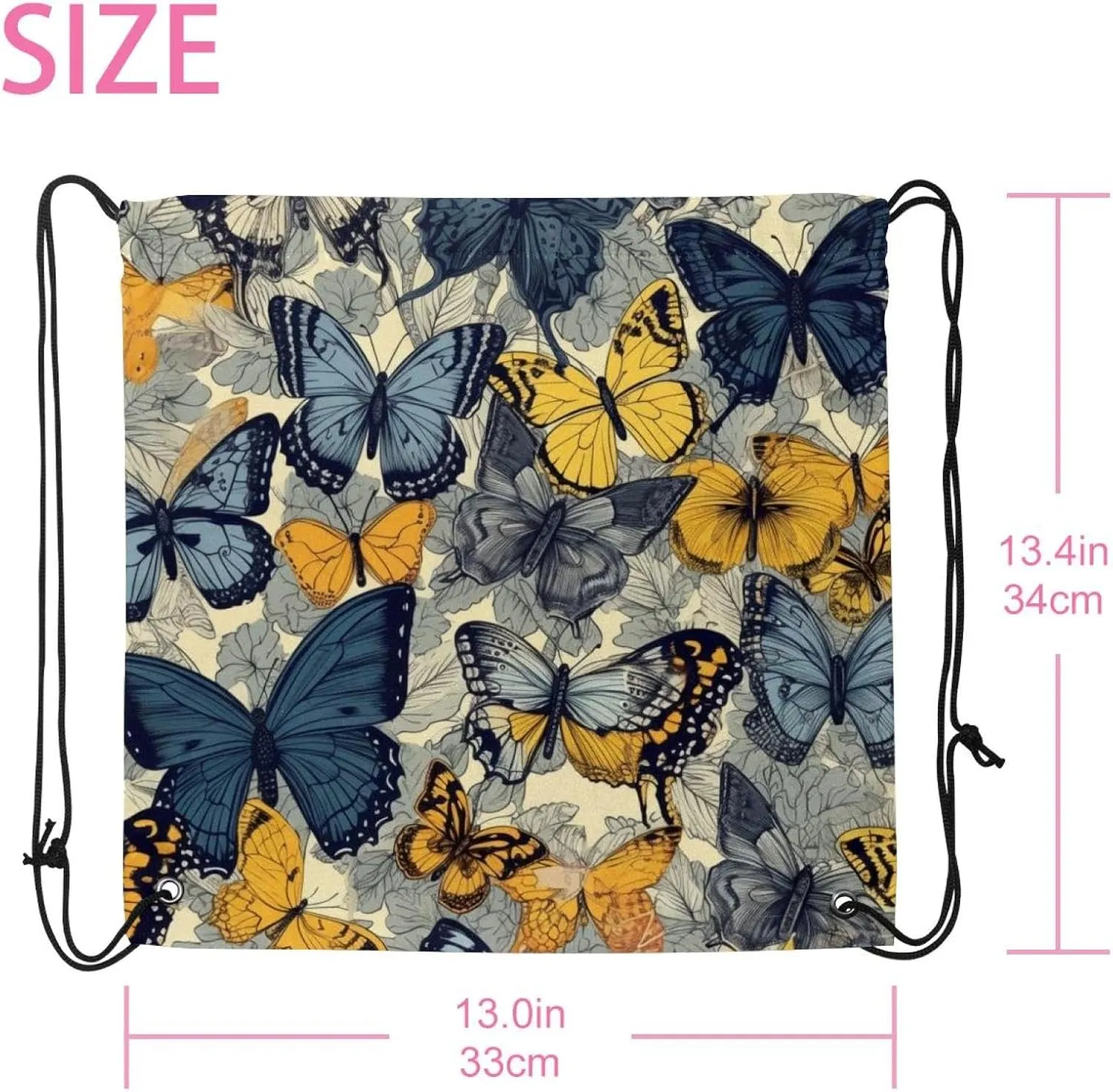 2 Pcs Butterfly Drawstring Backpack String Bag Sports Sack pack Gym Sack Side Pocket for Men Women