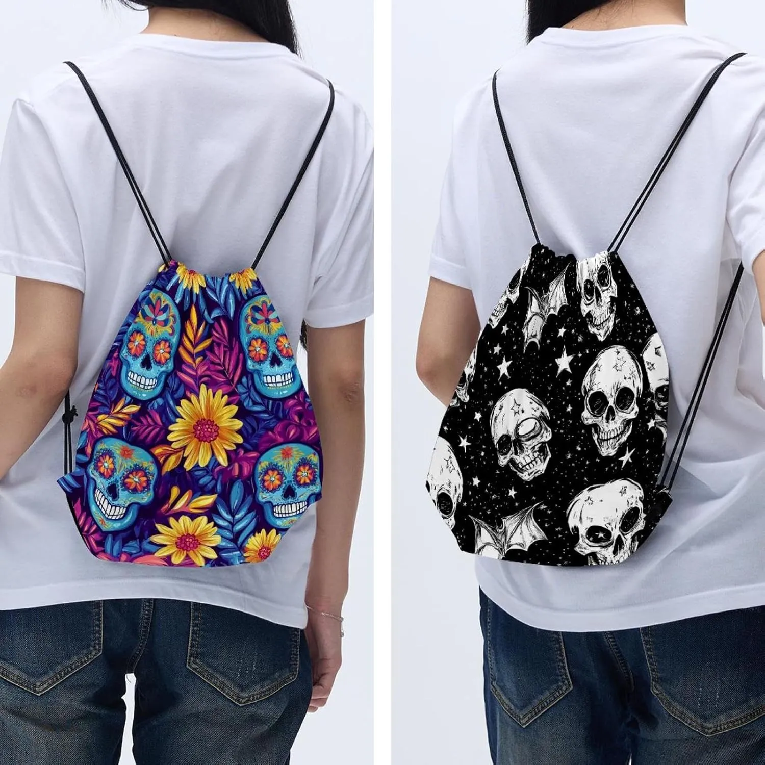 2 Pcs Drawstring Backpack Bag Sport Gym Sack pack