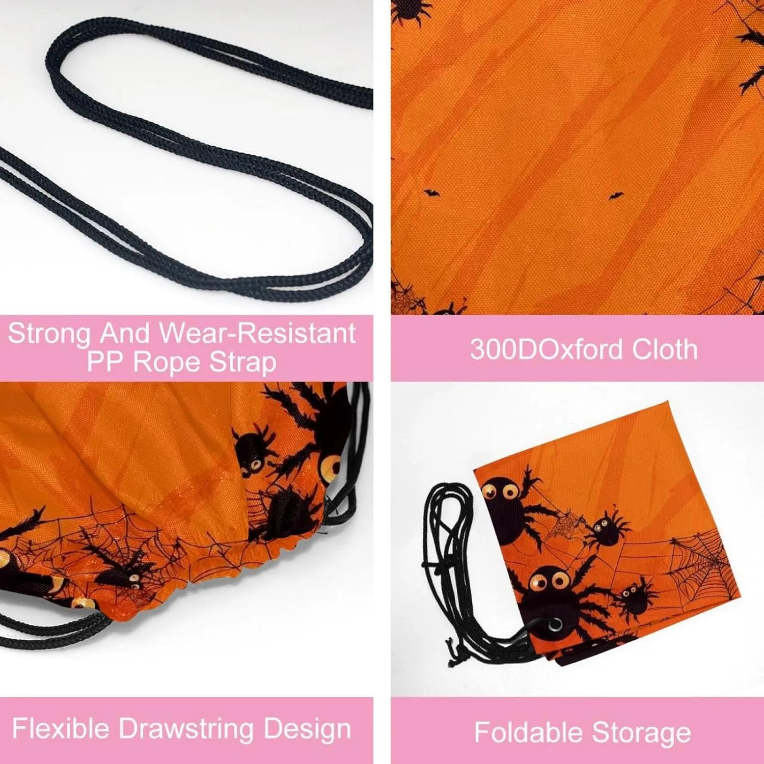 2 Pcs Halloween Cobweb and Spiders 1_173 Drawstring Backpack String Bag Sports Sack pack Gym Sack Side Pocket for Men Women