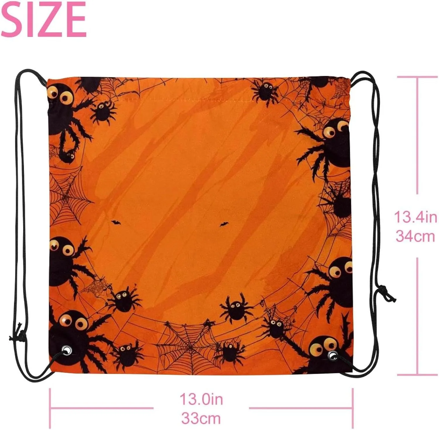 2 Pcs Halloween Cobweb and Spiders 1_173 Drawstring Backpack String Bag Sports Sack pack Gym Sack Side Pocket for Men Women