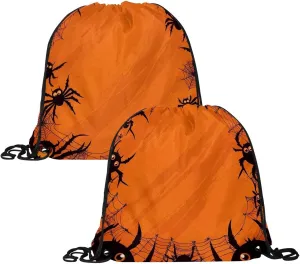 2 Pcs Halloween Cobweb and Spiders 1_174 Drawstring Backpack String Bag Sports Sack pack Gym Sack Side Pocket for Men Women