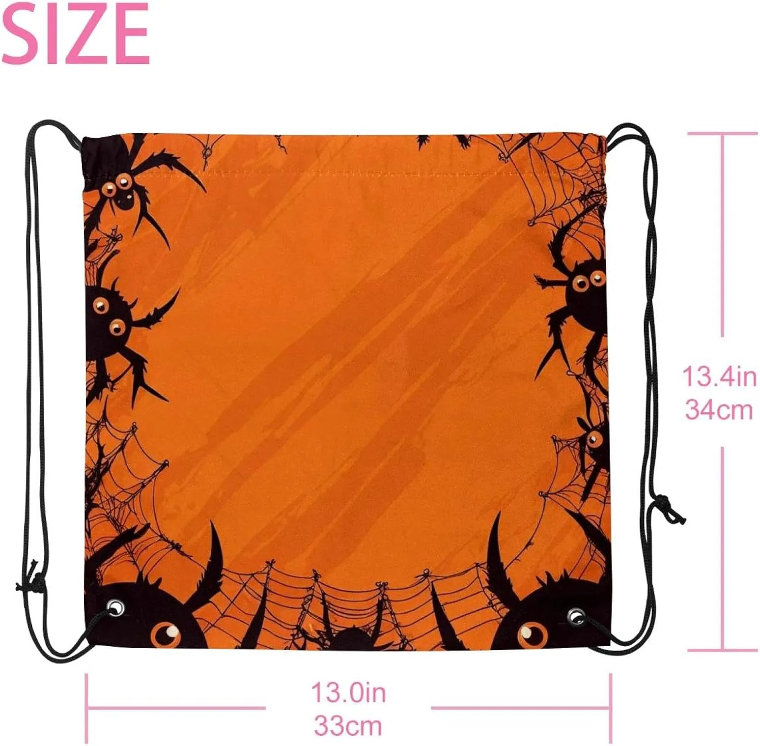 2 Pcs Halloween Cobweb and Spiders 1_174 Drawstring Backpack String Bag Sports Sack pack Gym Sack Side Pocket for Men Women