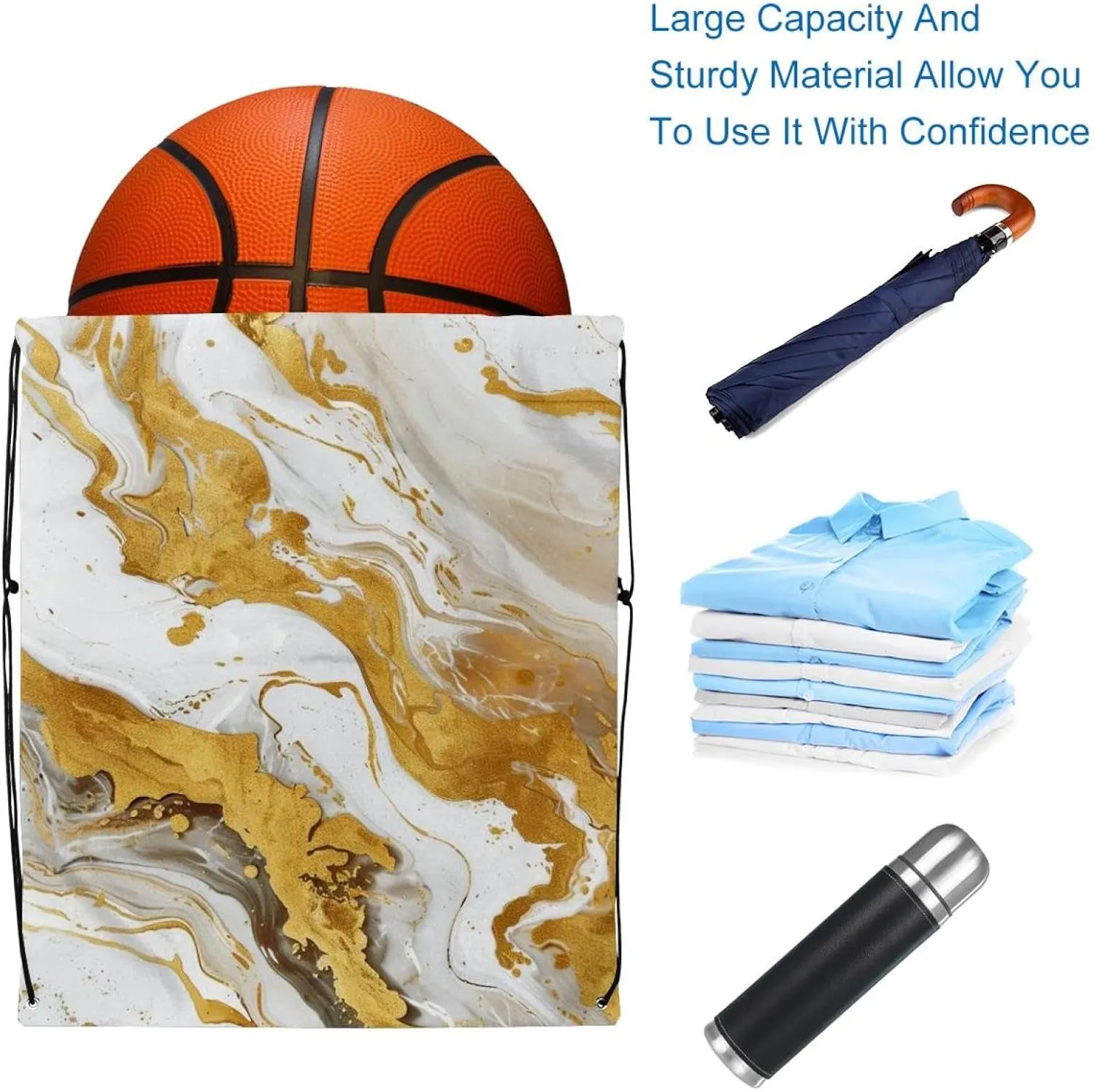 2 Pcs Marble Drawstring Backpack String Bag Sports Sack pack Gym Sack Side Pocket for Men Women