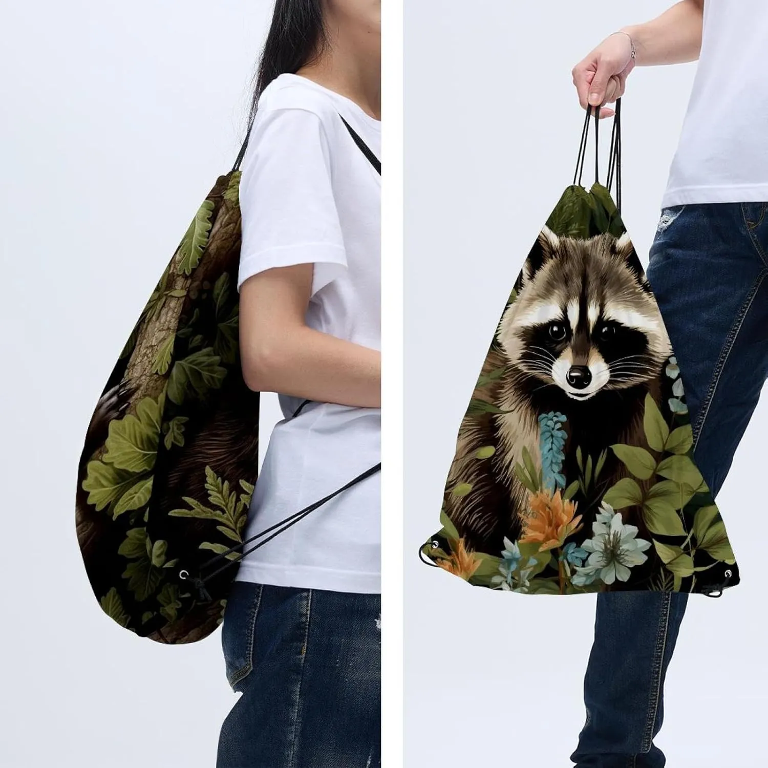 2 Pieces Drawstring Backpacks, Bear Draw String Back Bag Drawstring Bags for Sports, Gym, Travel, Swimming, Beach
