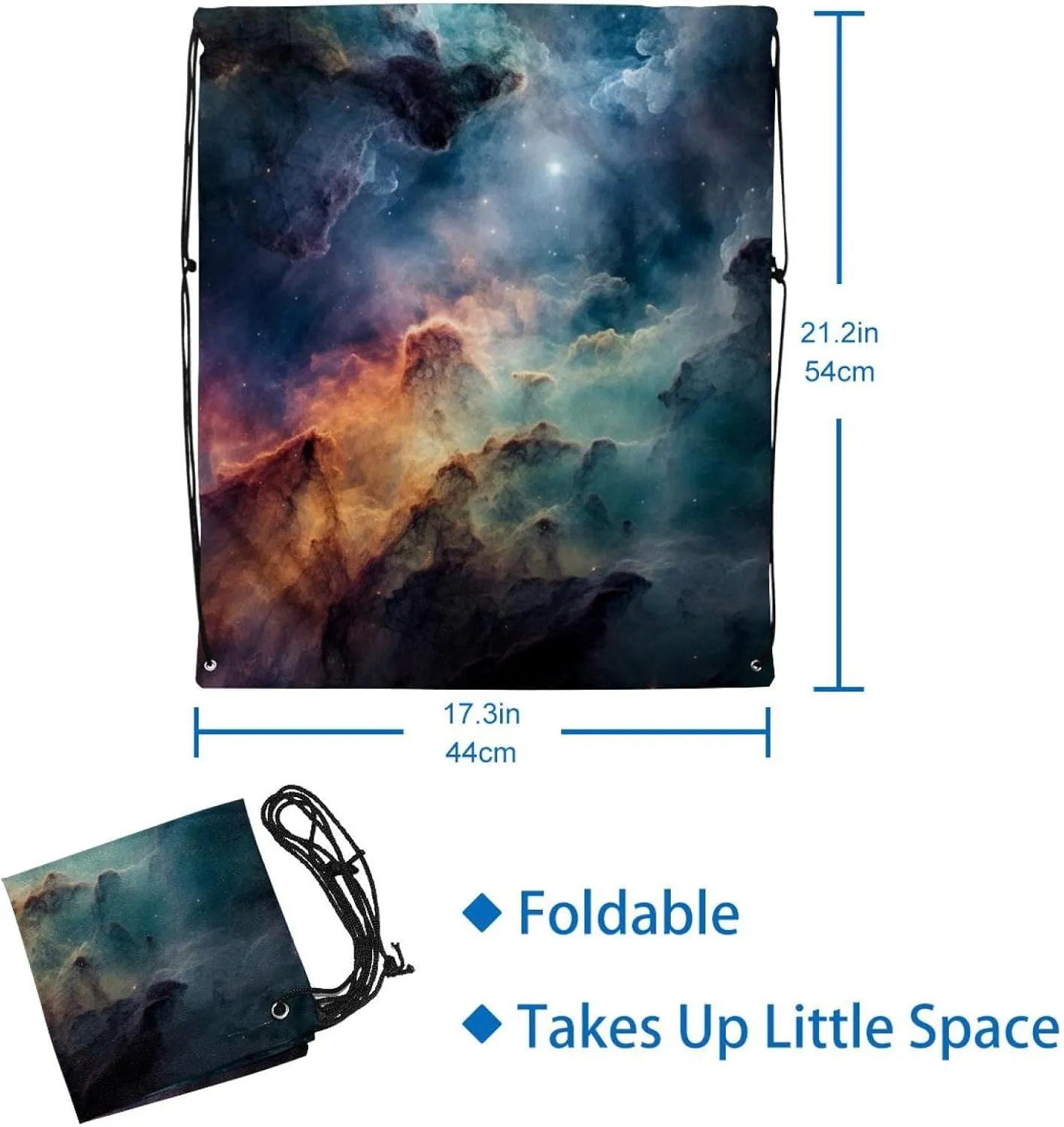 2 Pieces Drawstring Backpacks, Stars Nebula Draw String Back Bag Drawstring Bags for Sports, Gym, Travel, Swimming, Beach
