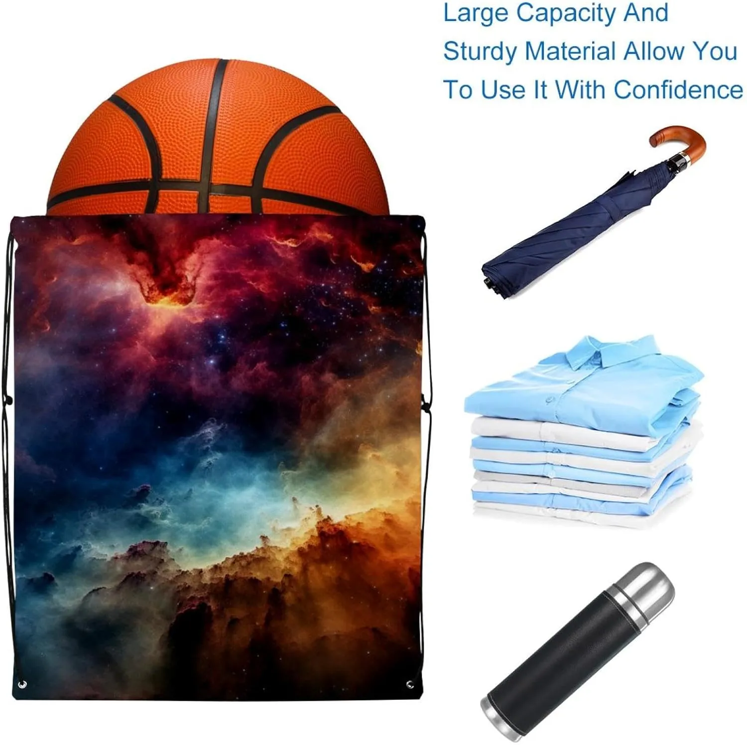 2 Pieces Drawstring Backpacks, Stars Nebula Draw String Back Bag Drawstring Bags for Sports, Gym, Travel, Swimming, Beach