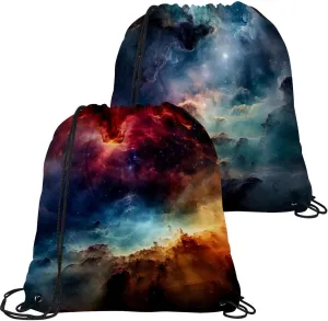 2 Pieces Drawstring Backpacks, Stars Nebula Draw String Back Bag Drawstring Bags for Sports, Gym, Travel, Swimming, Beach