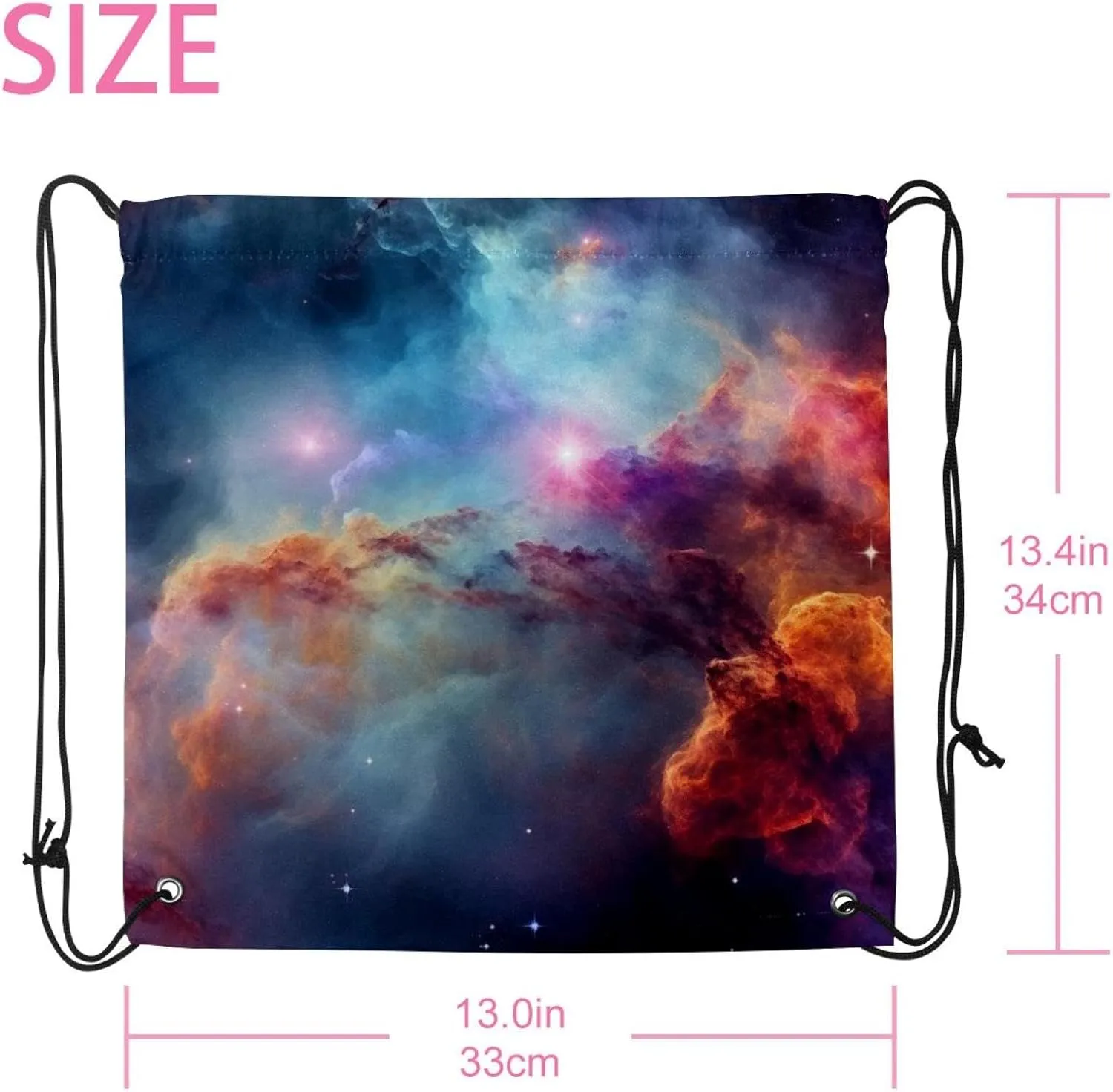 2 Pieces Drawstring Backpacks, Stars Nebula Draw String Back Bag Drawstring Bags for Sports, Gym, Travel, Swimming, Beach