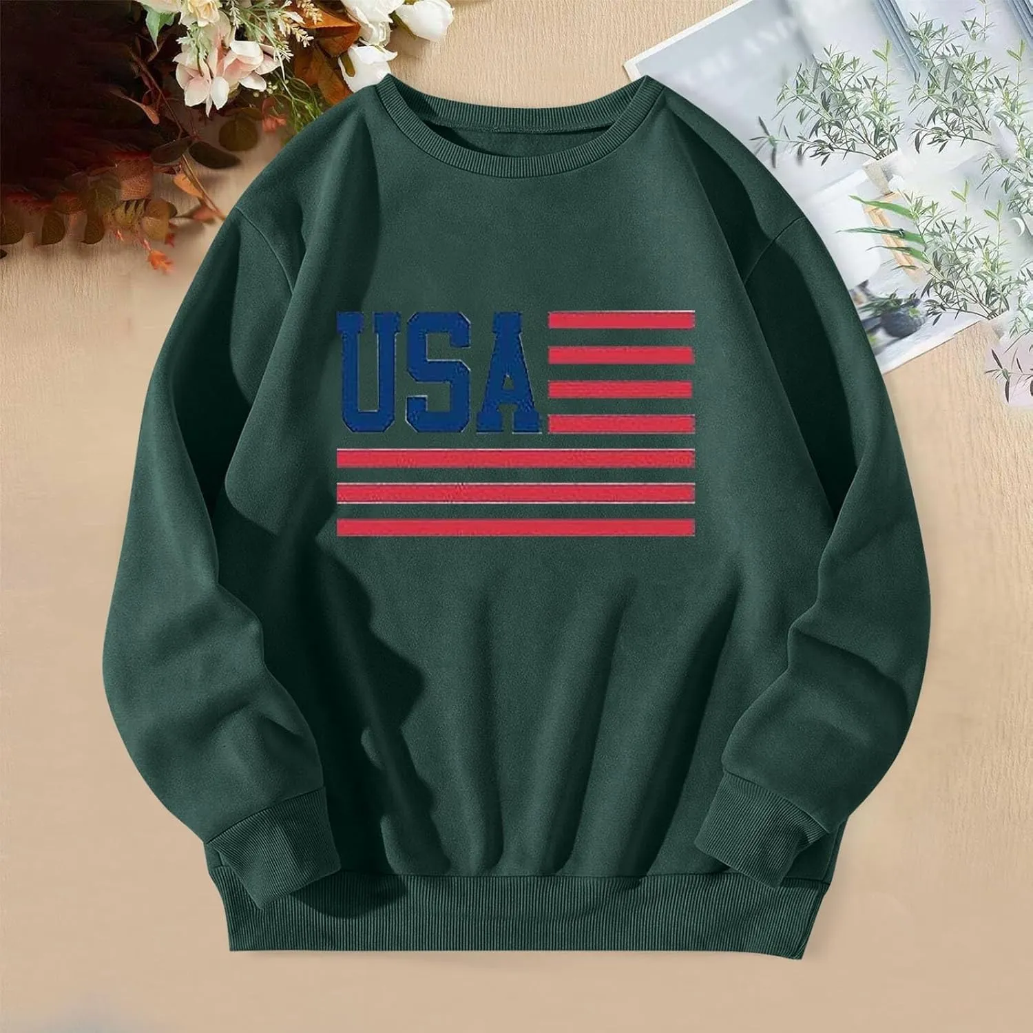4th of July Sweatshirts For Women USA Cropped Sweatshirt Flag Sweaters Long Sleeve Patriotic Crop Tops 2025