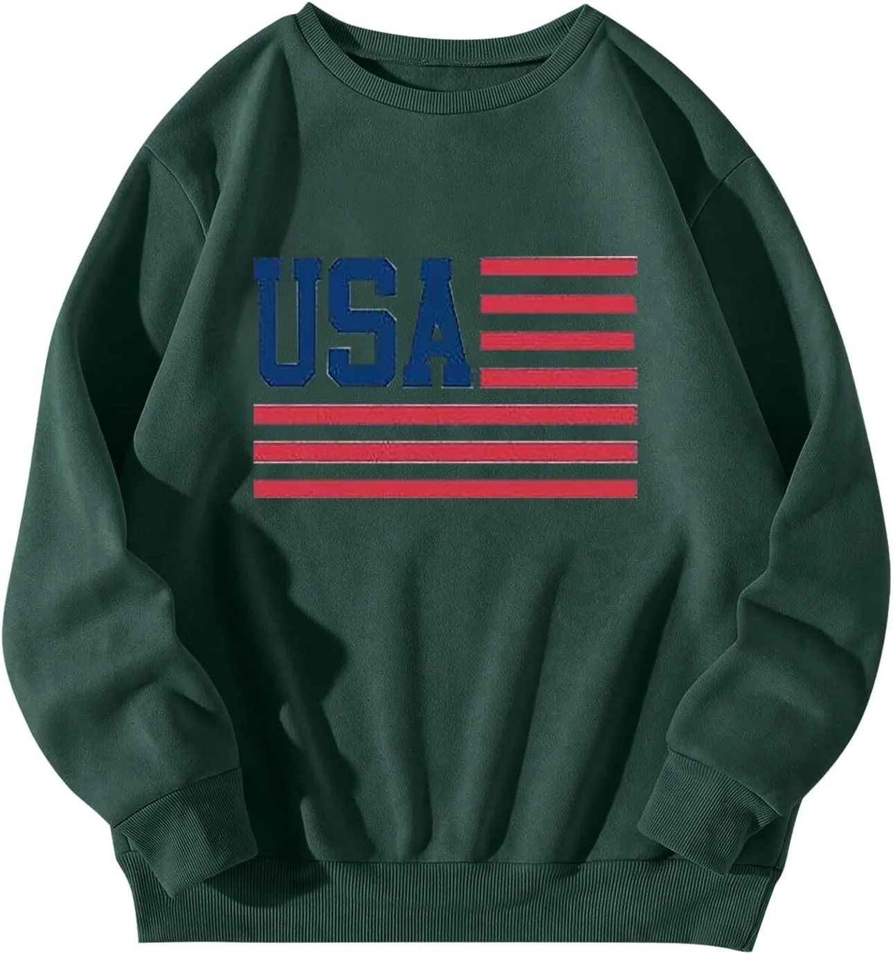4th of July Sweatshirts For Women USA Cropped Sweatshirt Flag Sweaters Long Sleeve Patriotic Crop Tops 2025