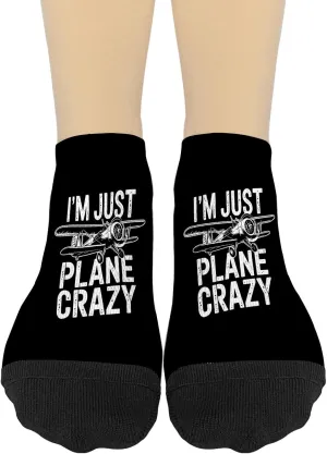 Airplane Pilots I'm Just Plane Crazys Aviations Pilots Athletic Socks Women Athletic Socks For Girl No Show Athletic Socks FashionableSocks