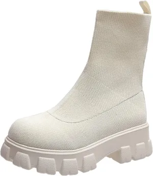 Ankle Boots for Women Platform Boots 2024 Fall Winter Round Toe Elastic Large Size Casual Outdoor Walking Sock Boots