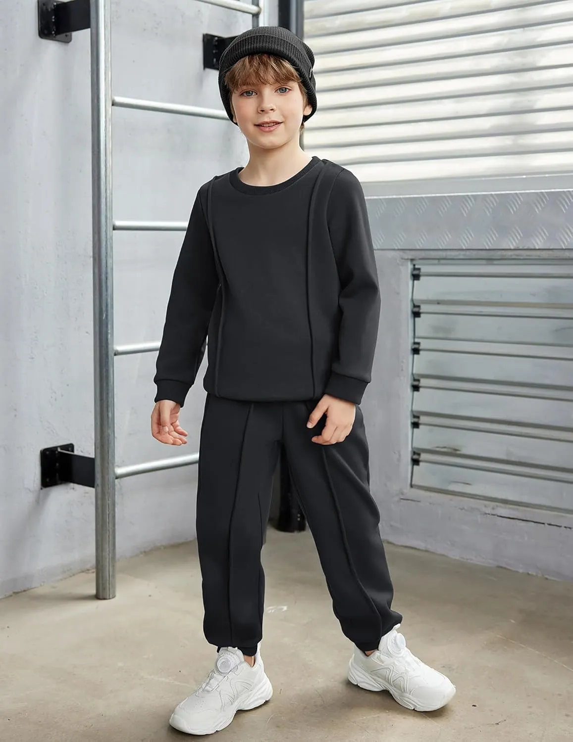 Arshiner Boys Round Neck Long Sleeve Sweatshirt and Pants Set Fall Winter Clothes Toddler Boy 2 Piece Thick Outfits