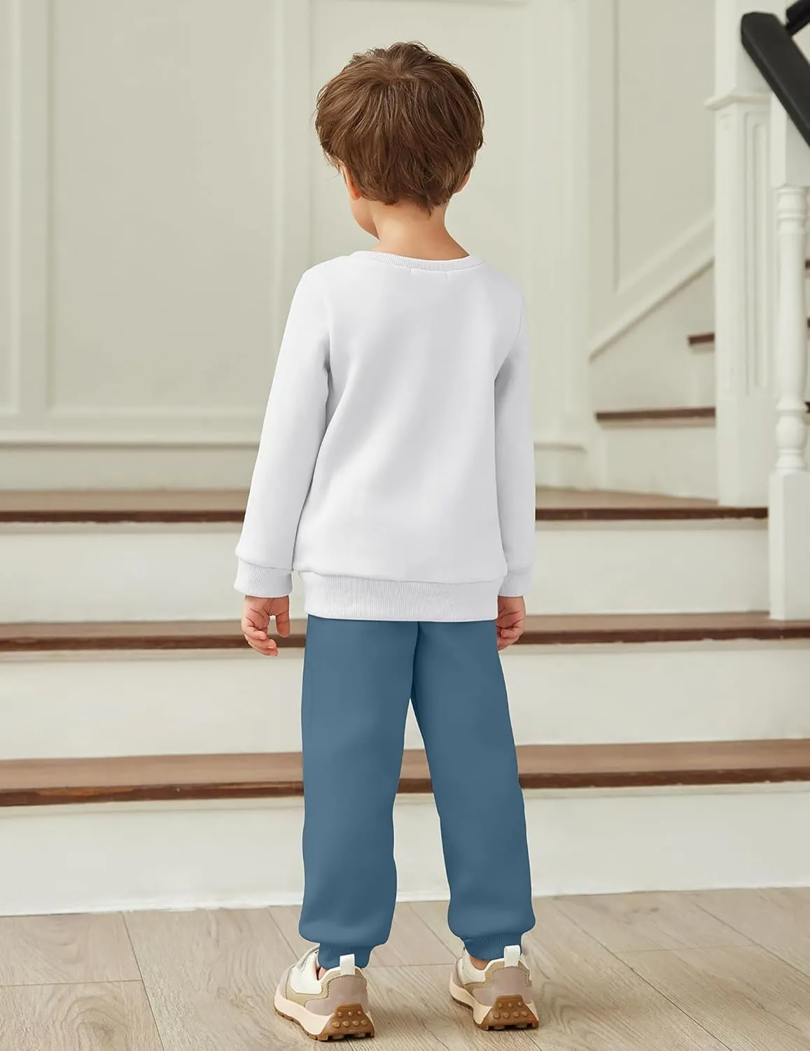 Arshiner Boys Round Neck Long Sleeve Sweatshirt and Pants Set Fall Winter Clothes Toddler Boy 2 Piece Thick Outfits