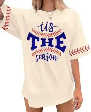 Baseball Shirt Women Oversized Baseball Mom Tshirts Game Day Short Sleeve Casual Loose Graphic Tees Tops