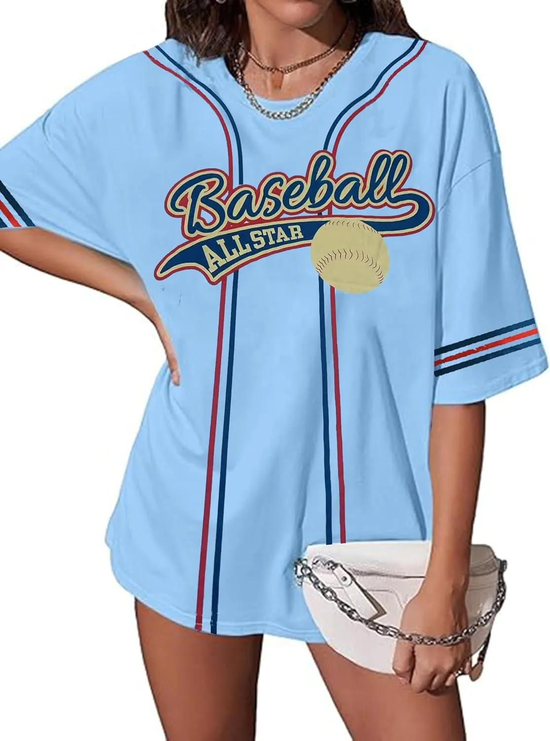 Baseball Shirt Women Oversized Baseball Mom Tshirts Game Day Short Sleeve Casual Loose Graphic Tees Tops