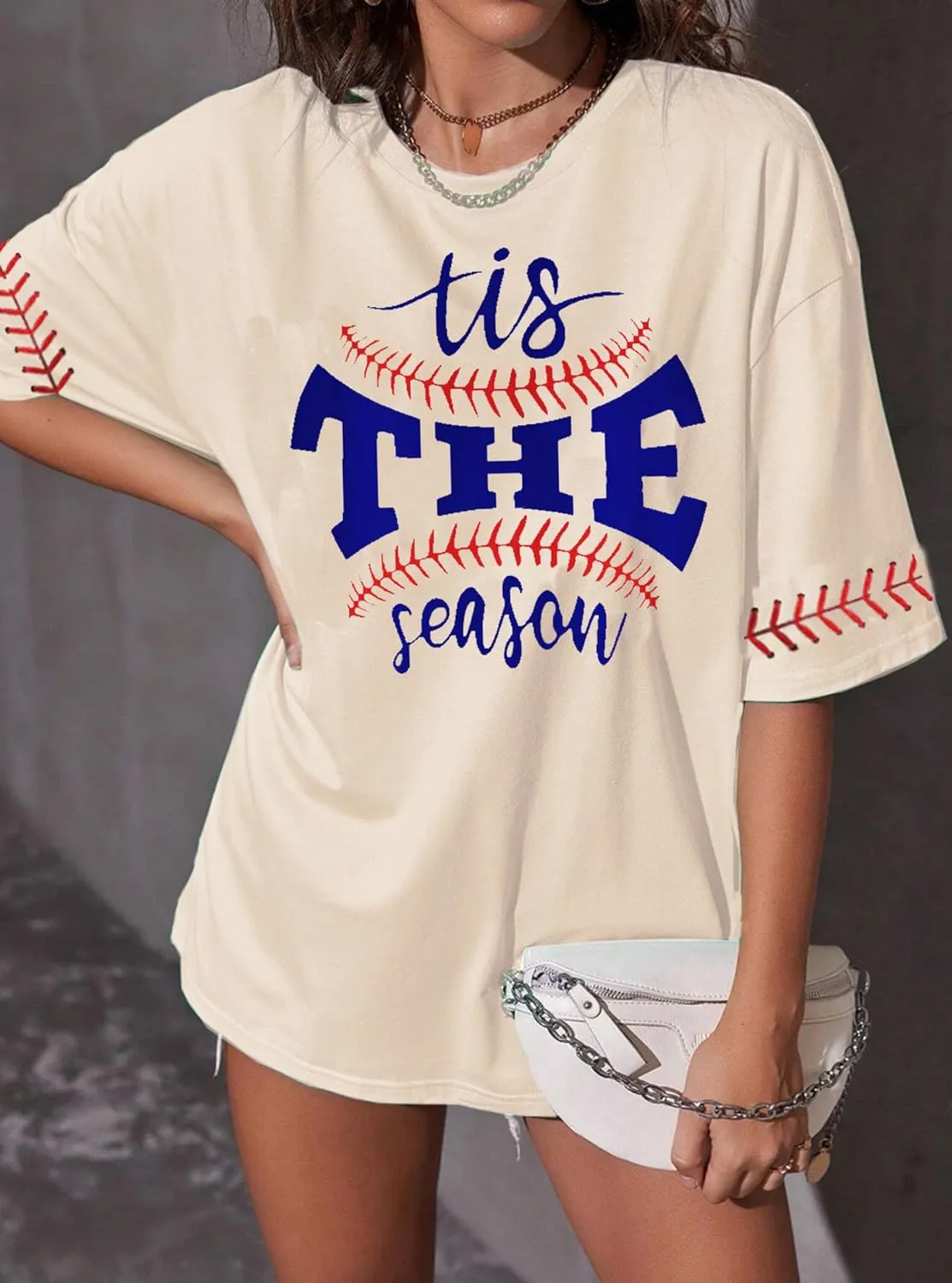 Baseball Shirt Women Oversized Baseball Mom Tshirts Game Day Short Sleeve Casual Loose Graphic Tees Tops