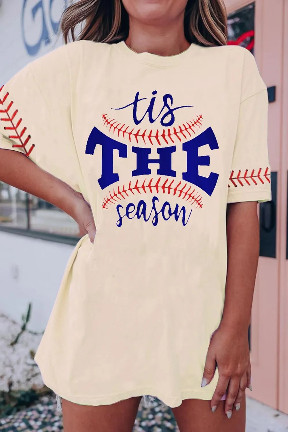 Baseball Shirt Women Oversized Baseball Mom Tshirts Game Day Short Sleeve Casual Loose Graphic Tees Tops