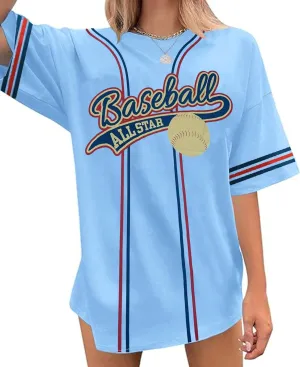 Baseball Shirt Women Oversized Baseball Mom Tshirts Game Day Short Sleeve Casual Loose Graphic Tees Tops