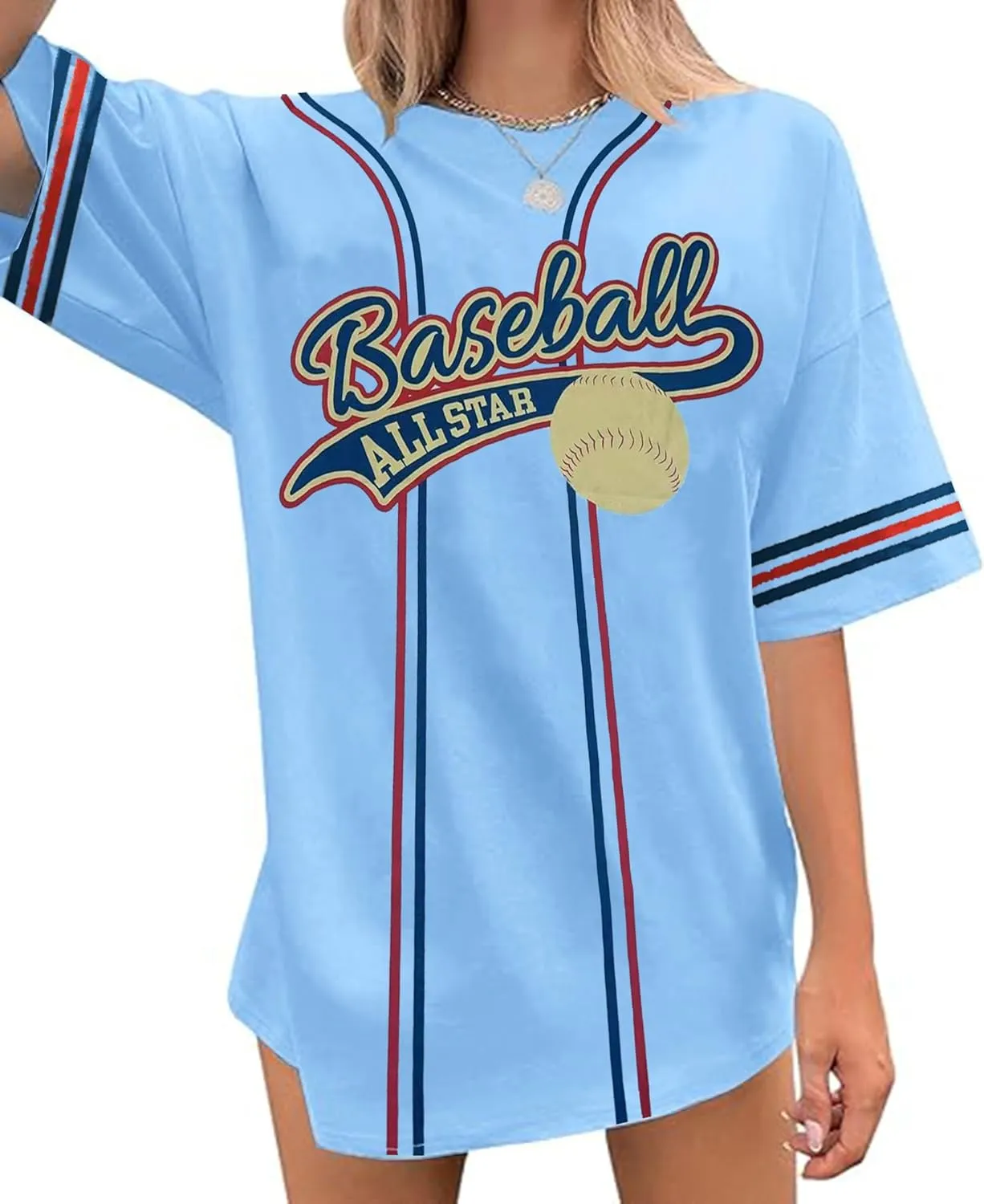 Baseball Shirt Women Oversized Baseball Mom Tshirts Game Day Short Sleeve Casual Loose Graphic Tees Tops