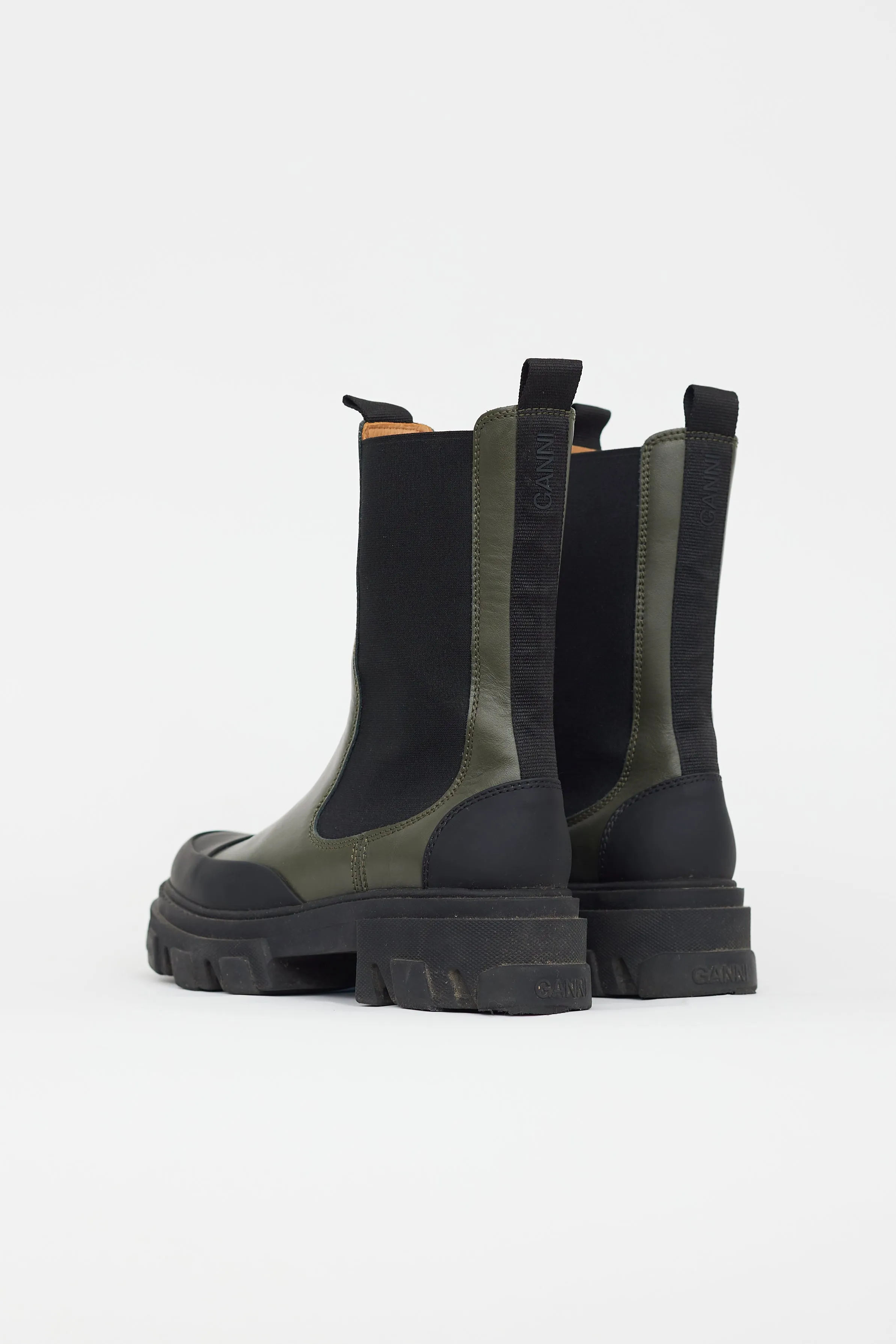 Black & Green Leather Chelsea Boot