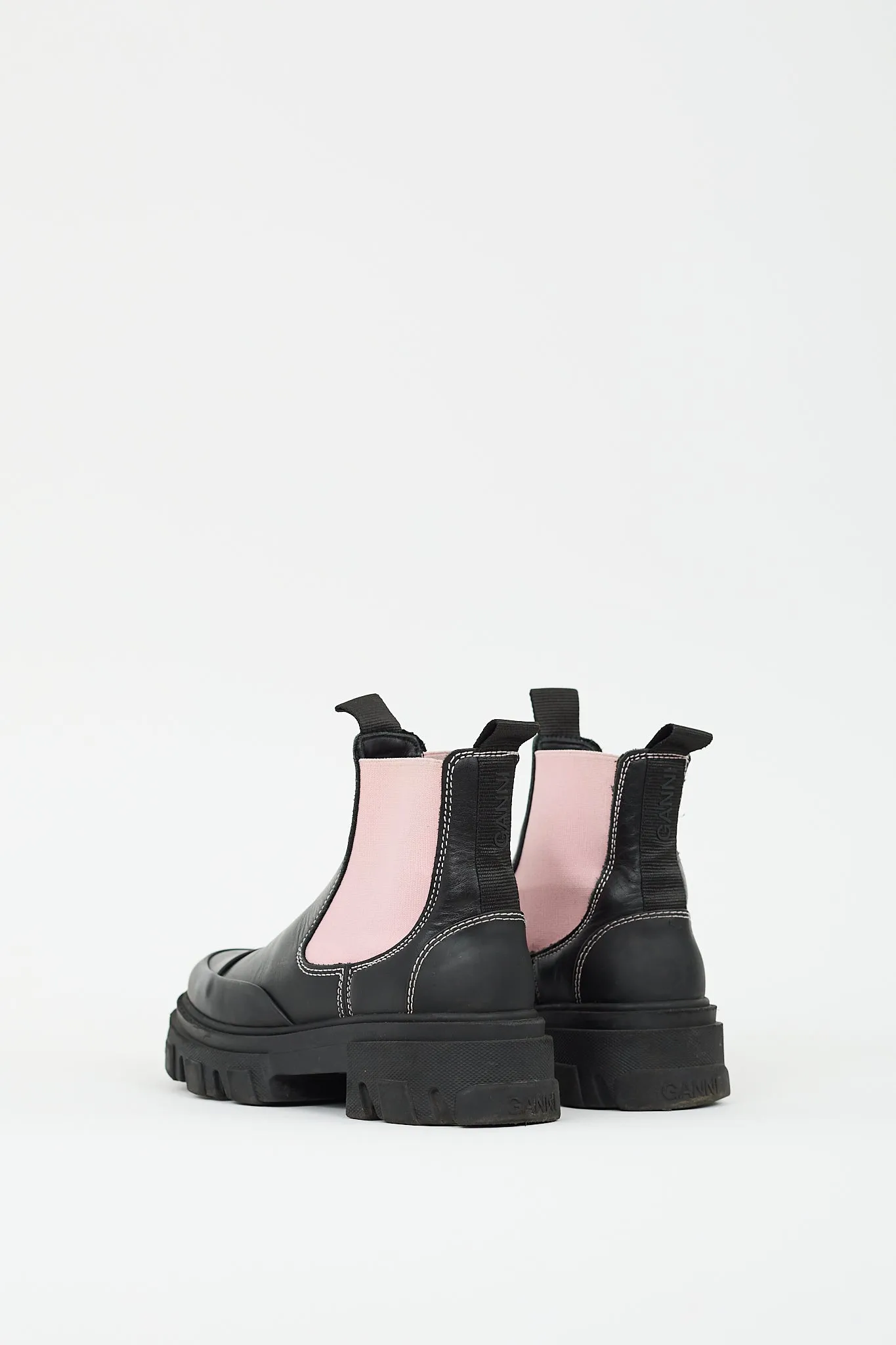 Black & Pink Leather Chelsea Boot