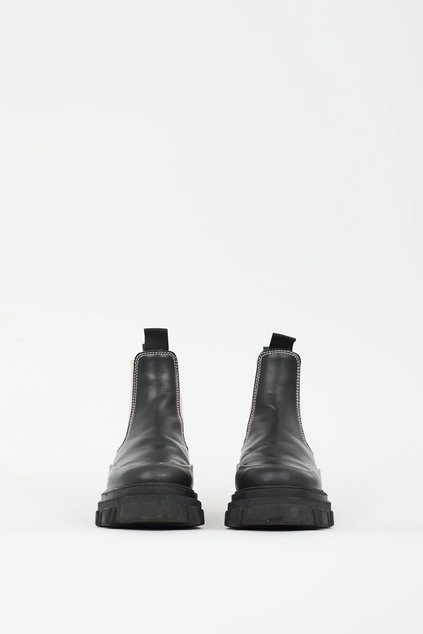 Black & Pink Leather Chelsea Boot