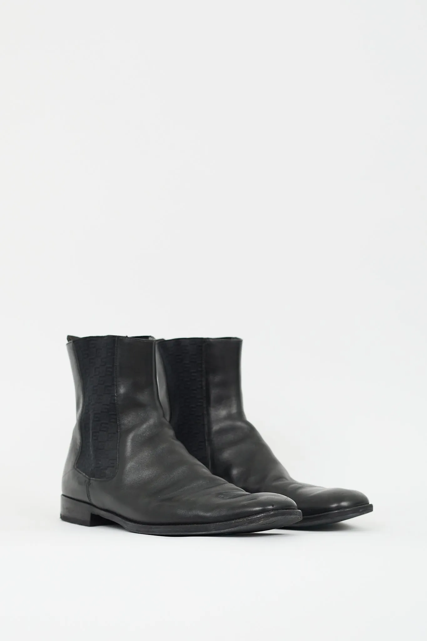 Black Leather GG Chelsea Boot