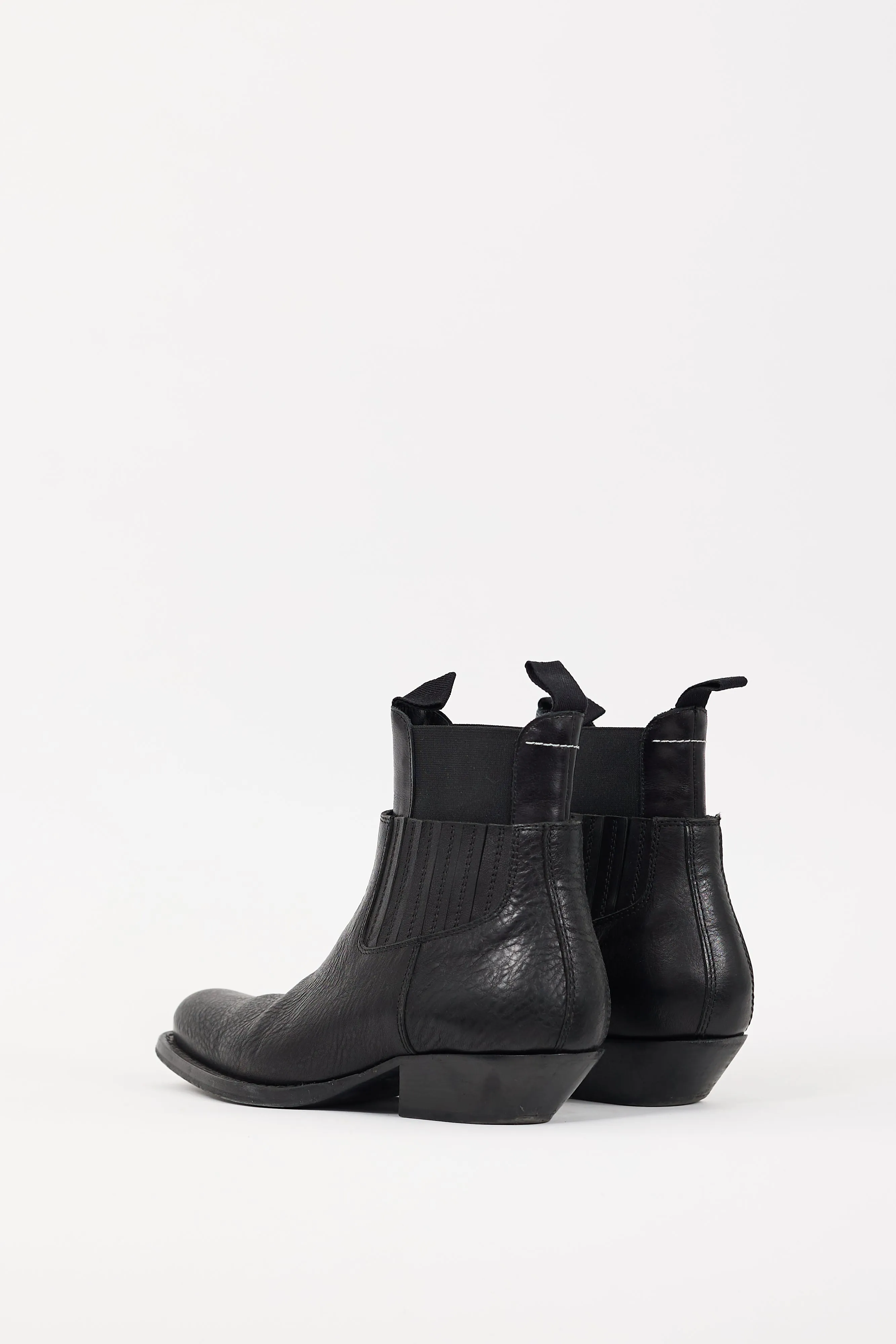Black Leather Layered Chelsea Ankle Boot