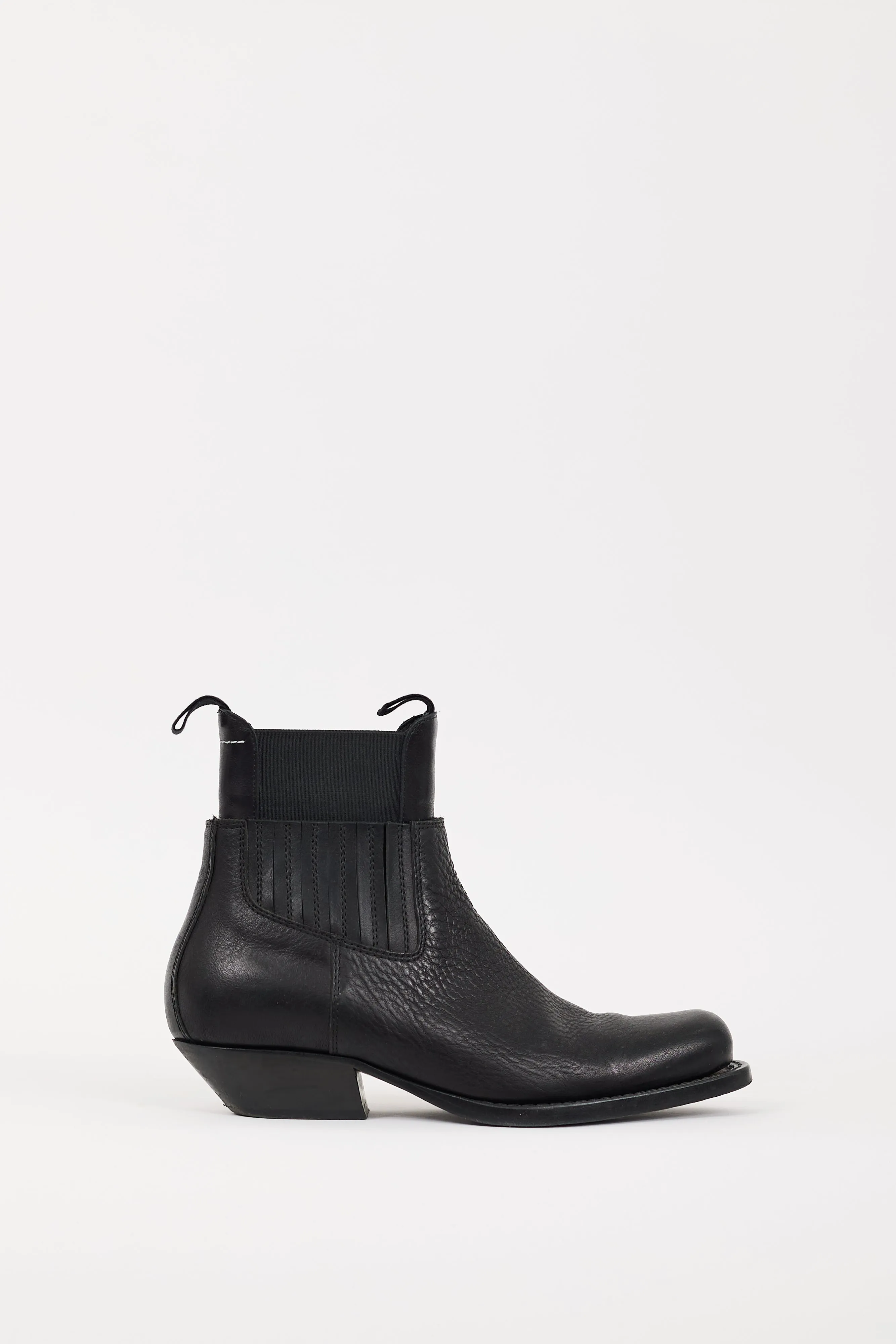 Black Leather Layered Chelsea Ankle Boot
