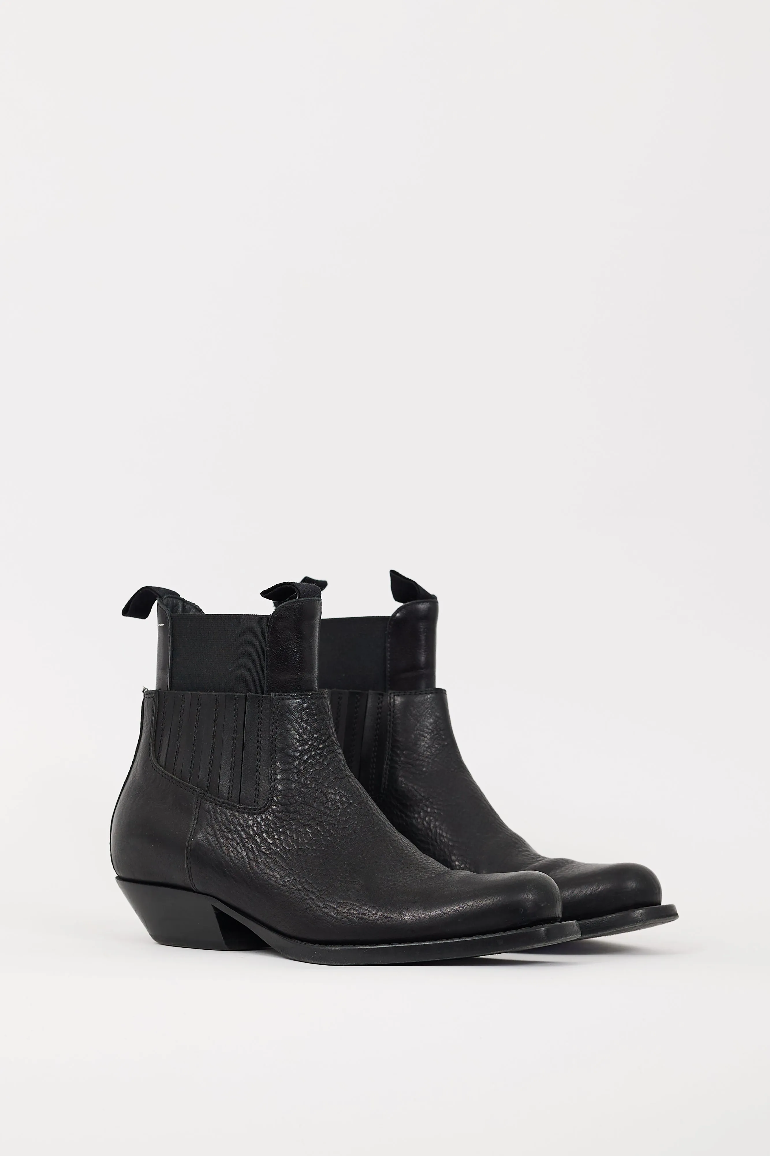 Black Leather Layered Chelsea Ankle Boot