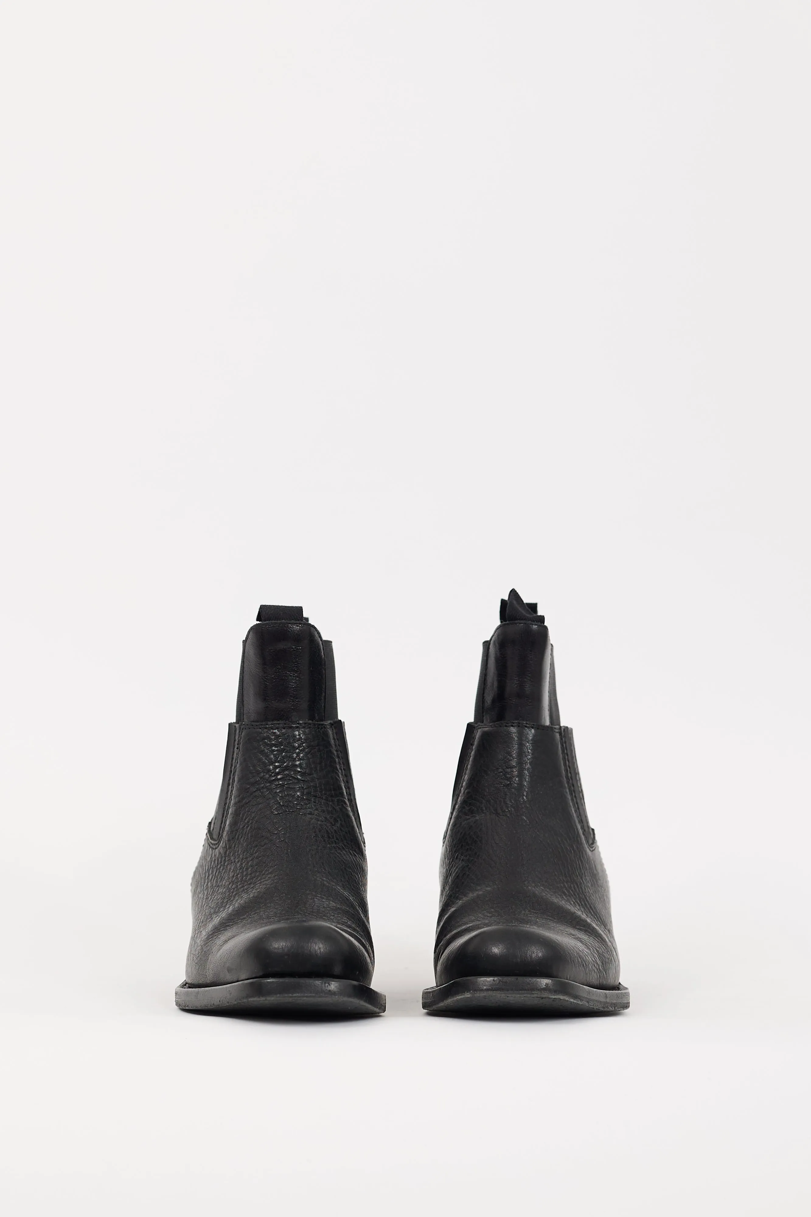 Black Leather Layered Chelsea Ankle Boot