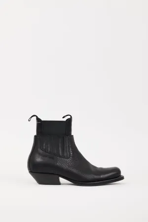 Black Leather Layered Chelsea Ankle Boot