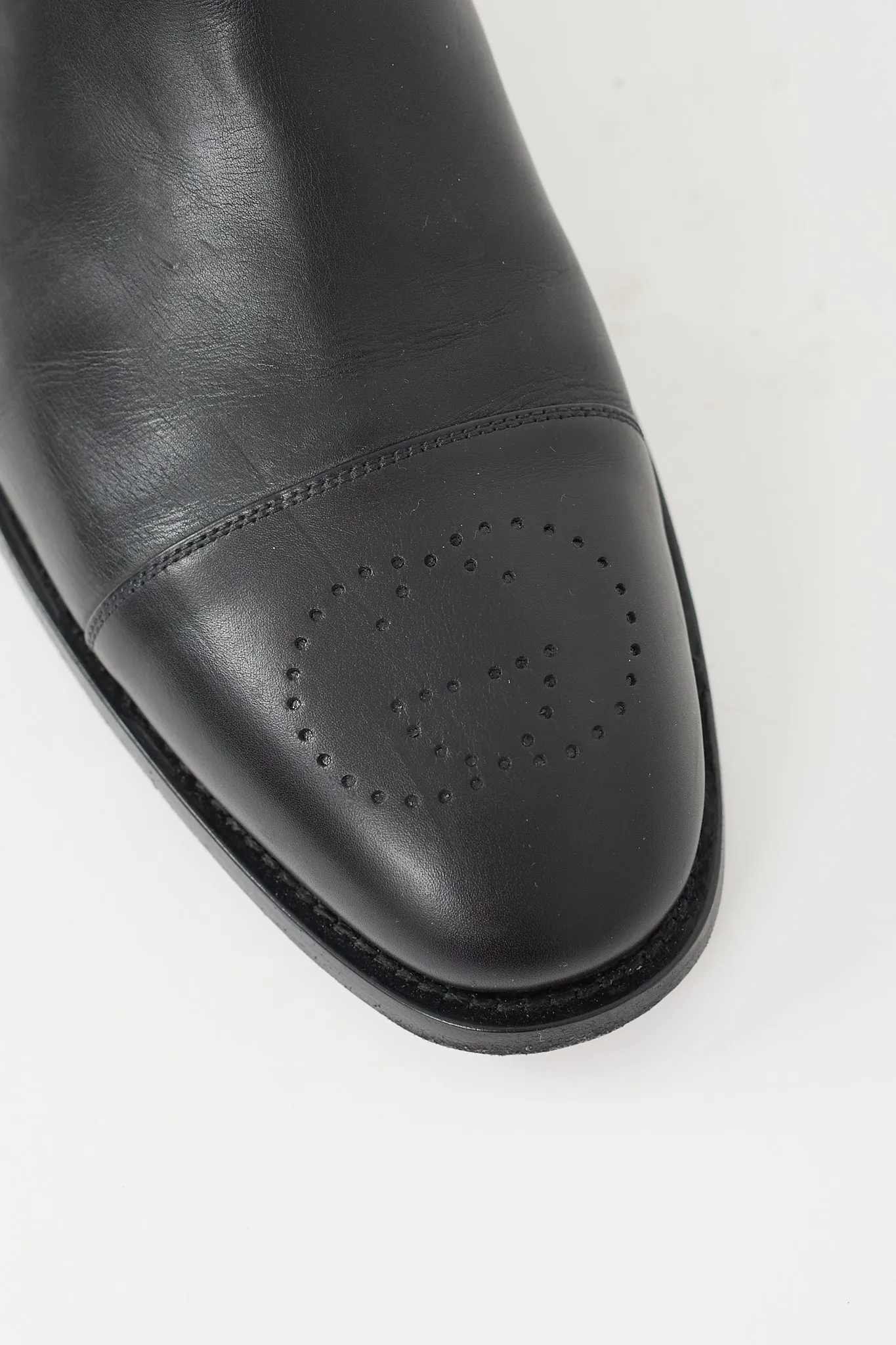 Black Leather Perforated GG Chelsea Boot