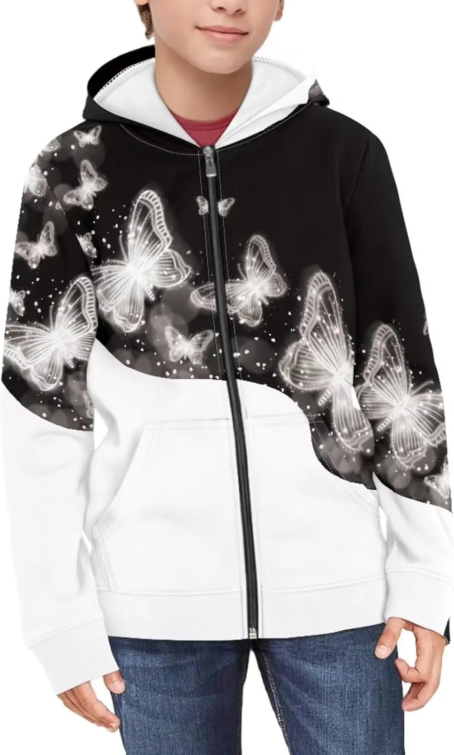 Boys Girls Zipper Hoodies Sweatshirt Long Sleeve Hoodies with Pockets Pullover Sports Tops Age 6-14 Kids