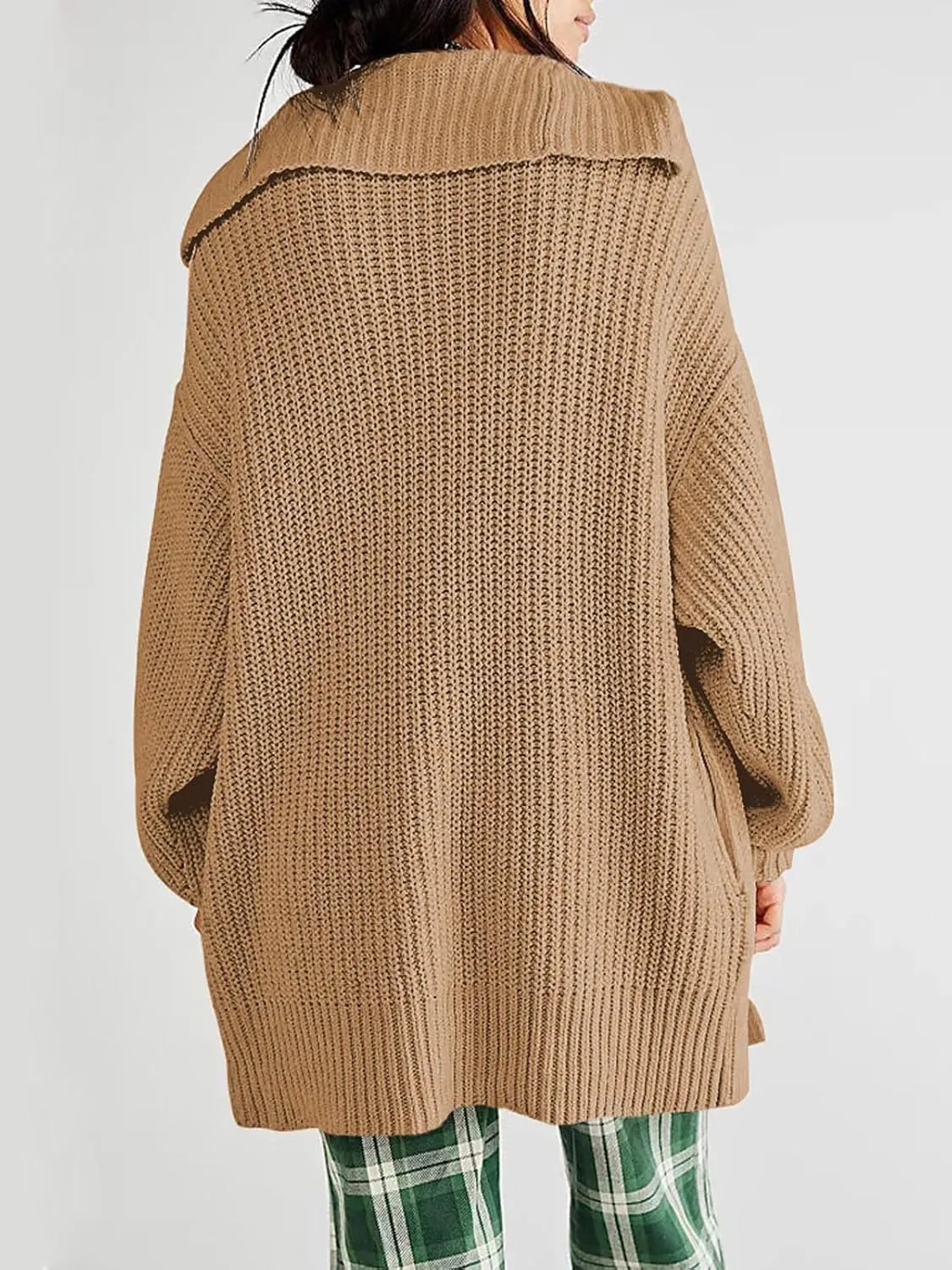 Cardigan Sweaters for Women Sailor Collar Long Sleeve Button Oversized Chunky Knit Trendy Slouchy Coat