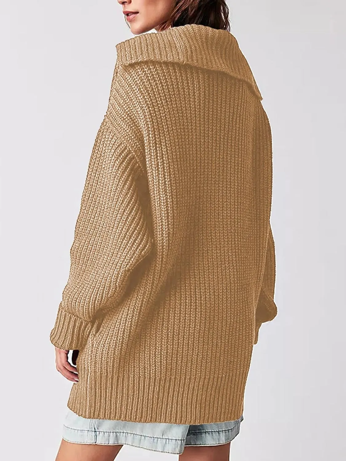 Cardigan Sweaters for Women Sailor Collar Long Sleeve Button Oversized Chunky Knit Trendy Slouchy Coat