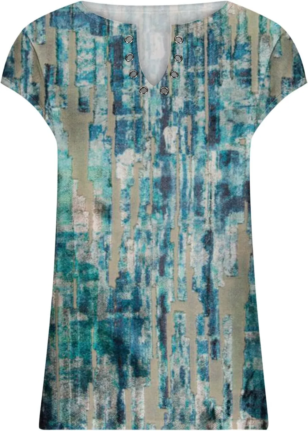 Ceboyel Women Paisley Print Summer Tops Cap Sleeve Blouses Shirts V Neck Vintage Tunic Dressy Causal Going Out Clothing