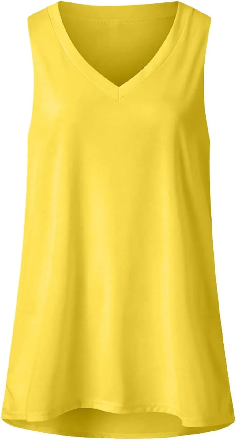 Ceboyel Womens Gradient Summer Tank Tops V Neck Casual T Shirts Sleeveless Tunic Blouses Trendy Beach Vacation Outfits 2023