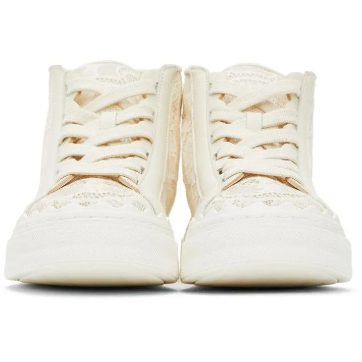 ChloÃ© Off-White Lace Lauren High-Top Sneakers