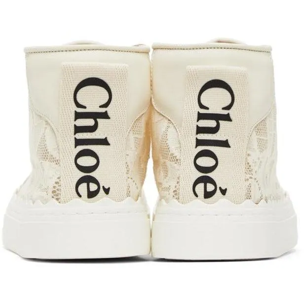 ChloÃ© Off-White Lace Lauren High-Top Sneakers