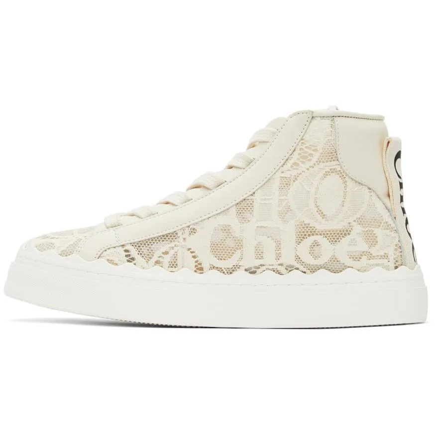 ChloÃ© Off-White Lace Lauren High-Top Sneakers