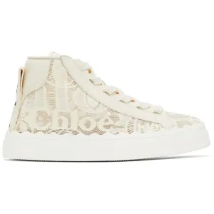ChloÃ© Off-White Lace Lauren High-Top Sneakers