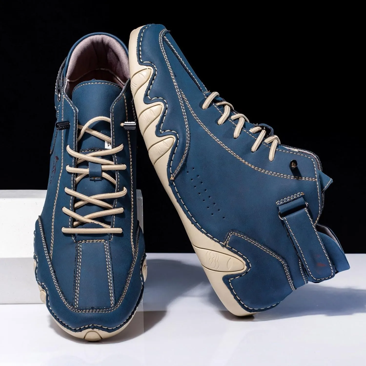 Couple's High Top Boots Lightweight Chukka Boot Soft Flat Soled Suede Shoes Hook and Loop Casual Shoes for Men