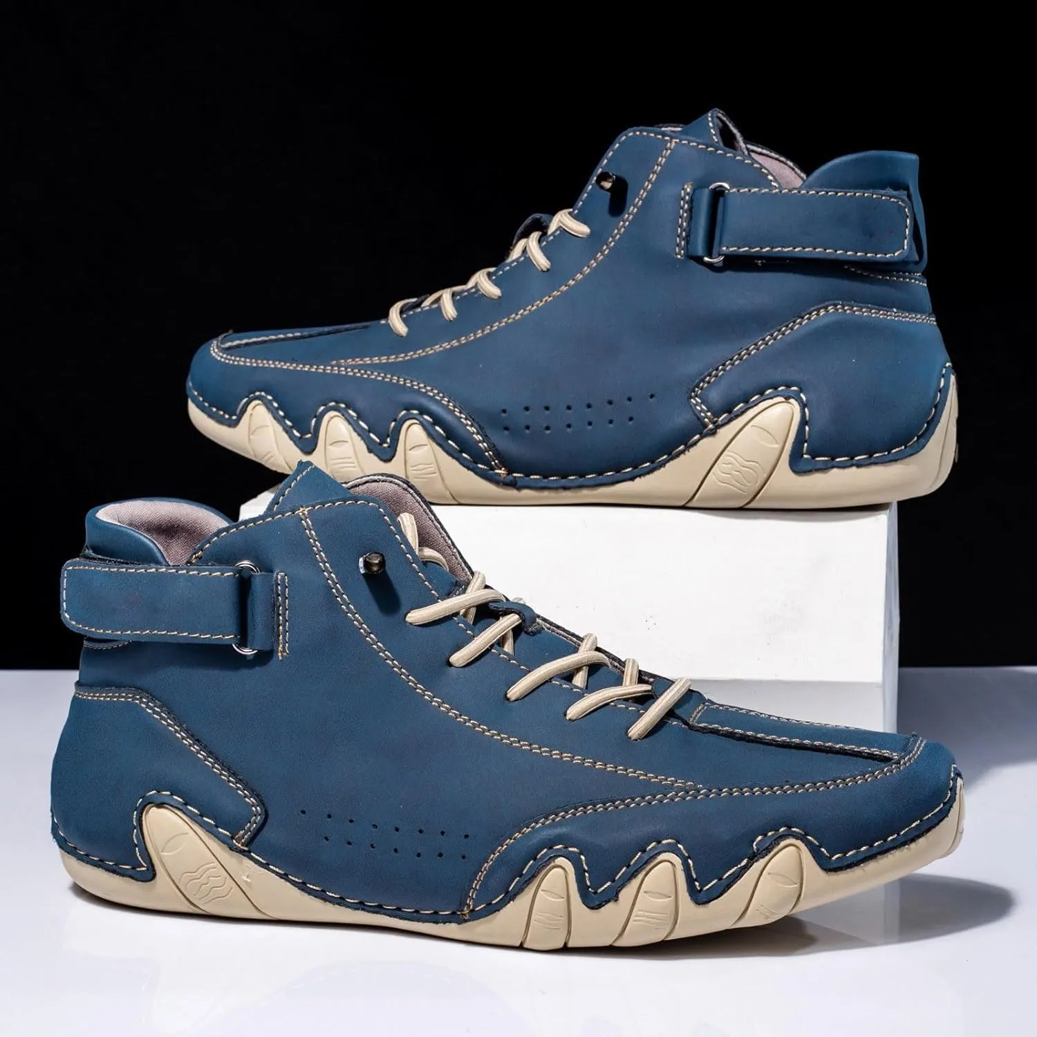 Couple's High Top Boots Lightweight Chukka Boot Soft Flat Soled Suede Shoes Hook and Loop Casual Shoes for Men
