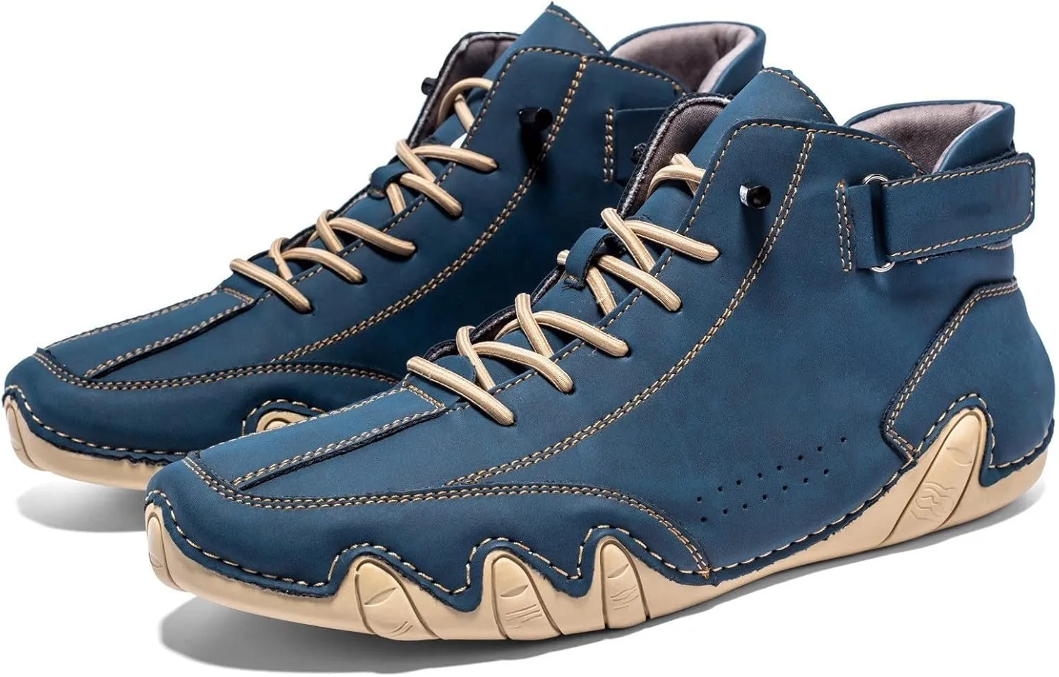 Couple's High Top Boots Lightweight Chukka Boot Soft Flat Soled Suede Shoes Hook and Loop Casual Shoes for Men