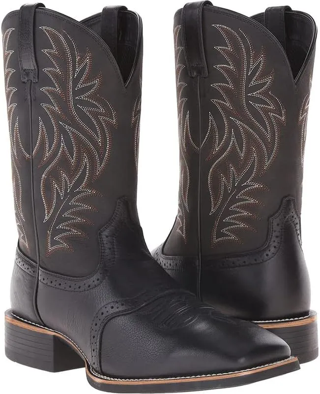 Cowboy Boots Men Boots Casual Work Boots Traditional Embroidered Low Heel Stitching Country Boot Western Boot