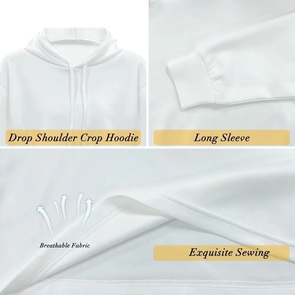 Cozy Sweatshirts Hoodies for Women Long Sleeve All-Over Print Drawstring Crop Hoodies Tops Fall Outfits Jacket