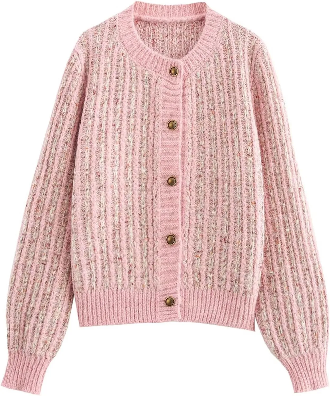 COZYPOIN Women Chunky Knitted Cardigan Sweater Crew Neck Button Fall Trendy Knit Coat